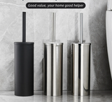 NoirEdge Wall-Mounted Toilet Brush Set – Matte Black Stainless Steel Cleaner Holder | Modern Hygienic Bathroom Accessory