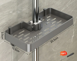 AeroMount Shower Storage Shelf – Drill-Free Aluminium Bathroom Organiser | Double Layer Caddy with Towel Rail