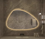 ArctiGlow Sculpt LED Vanity Mirror – Irregular Scandinavian Bathroom Mirror with Ambient Lighting & Aluminium Frame