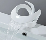 CascadePure Basin Mixer – White Waterfall Bathroom Faucet | Modern Hot & Cold Sink Tap