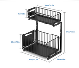 VersaSlide 2-Tier Cabinet Organiser – Adjustable Pull-Out Storage Rack | Under-Sink & Spice Drawer Solution