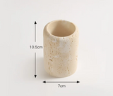 Ravellia Travertine Bathroom Accessories Set – Natural Stone Luxury Vanity Collection | Spa-Inspired Bathroom Décor