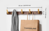 Novalith SARIHOSY Black Wooden Wall Hook Rack – 5-Hook Modern Coat & Towel Organiser | Wall-Mounted Storage for Bathroom, Kitchen & Hallway