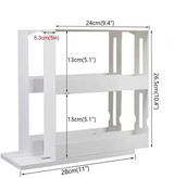 SpinVault 360° Rotating Storage Rack – 2-Tier Metal Spice & Bathroom Organiser for Countertops & Cabinets