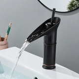 Beaumont Cascade Basin Mixer Tap – Antique Brass Waterfall Faucet | Vintage Single Lever Bathroom Tap