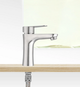 PureSteel Basin Mixer Tap – 304 Stainless Steel Bathroom Faucet | Modern Hot & Cold Sink Mixer