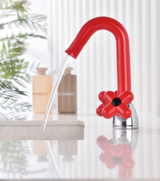 LuxeFlow Dual-Handle Brass Basin Mixer Tap – Rotatable Spout Bathroom Faucet with Ceramic Cartridge | Chrome Finish Luxury Sink Tap (Red & Green Accent Design)