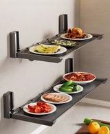 Velmora FlexiRack Foldable Kitchen Spice Rack – Wall-Mounted Self-Adhesive Storage Organiser with Hooks | Space-Saving Metal Utensil & Seasoning Holder