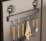 Novalith ChefSpace No-Drill Kitchen Hook Rail – Premium Space Aluminium Wall-Mounted Utensil Organiser | Rust-Resistant Hanging Storage System