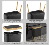 Auréva Slim Waste Bin – Modern Gold-Detail Bathroom & Bedroom Bin | Odour-Sealing Lid
