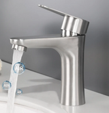 PureSteel Basin Mixer Tap – 304 Stainless Steel Bathroom Faucet | Modern Hot & Cold Sink Mixer