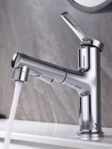 AquaClean Pull-Out Basin Mixer – Bathroom Faucet with Oral Rinse Function | Modern Hot & Cold Sink Tap