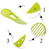 GreenSplit 3-in-1 Avocado Tool – Slice, Pit & Scoop Kitchen Gadget | Safe Fruit Prep Cutter