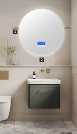 HaloTherm Illuminated Round Bathroom Mirror – Anti-Fog LED Vanity Mirror with Temperature Display & Adjustable Lighting